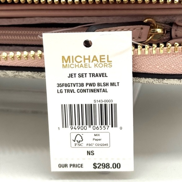 Michael Kors Large Continental Wallet Wristlet Powder Blush Multi - Picture 9 of 9